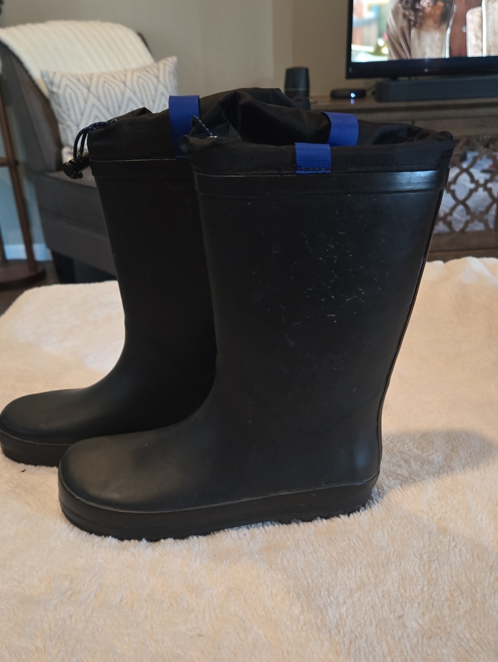 Target Black Boots with Blue Interior and Pull Tab